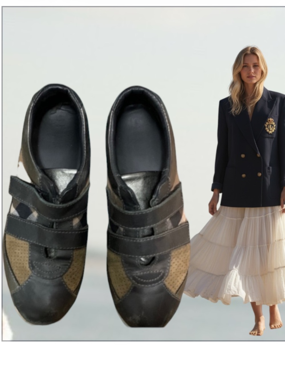 Sale😗😇😍🥰Burberry Black and Tan Sneakers
